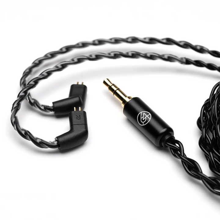 64 Audio Premium Cable black connector closeup whitebox