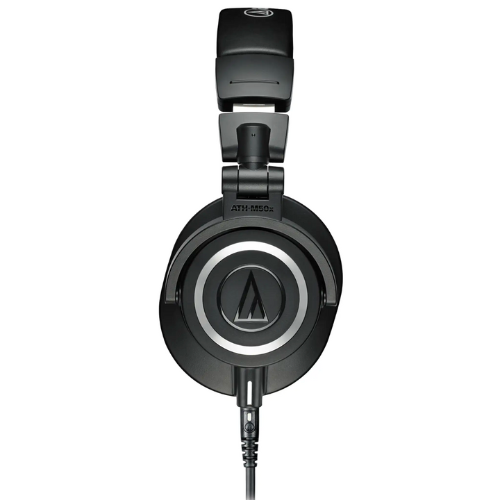 Audio-Technica ATH-M50x headphones left ear cup facing profile whitebox