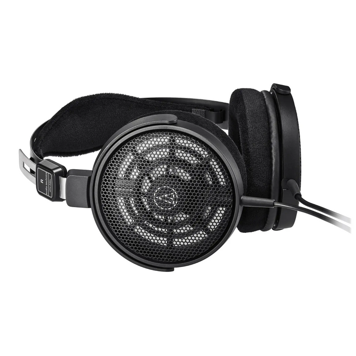 Audio-Technica ATH-R30X headphone right profile prone with attached cable whitebox