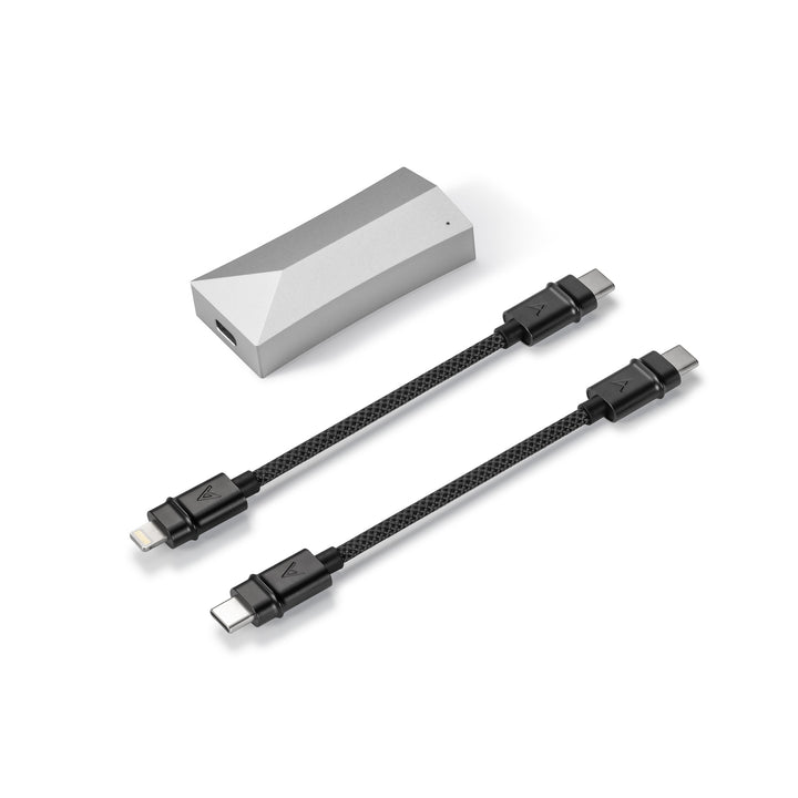 Astell&Kern HC4 top 3 quarter with stock cables over white background
