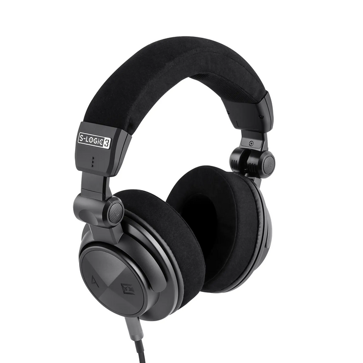 Astell&Kern x Ultrasone Virtuoso headphone front left 3 quarter top down angle whitebox
