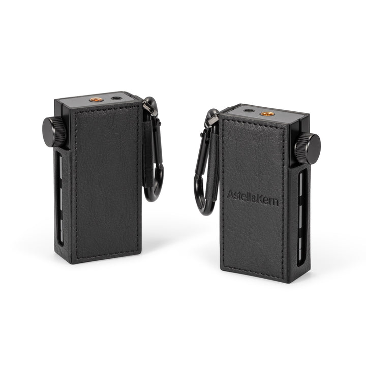 Astell&Kern HB1 case x2 front and rear 3 quarter vertical over white background