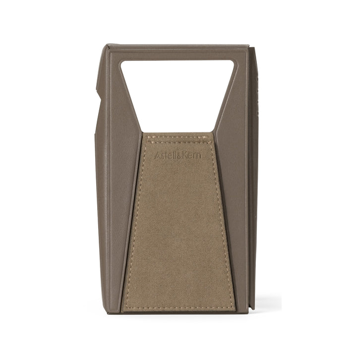 Astell&Kern SP3000T taupe case rear eye level closeup over white background