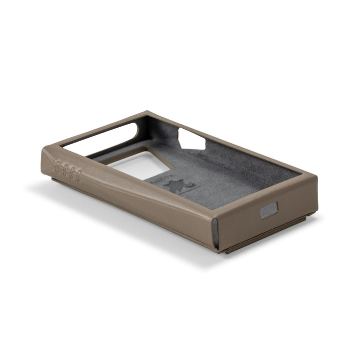 Astell&Kern SP3000T taupe case bottom quarter over white background