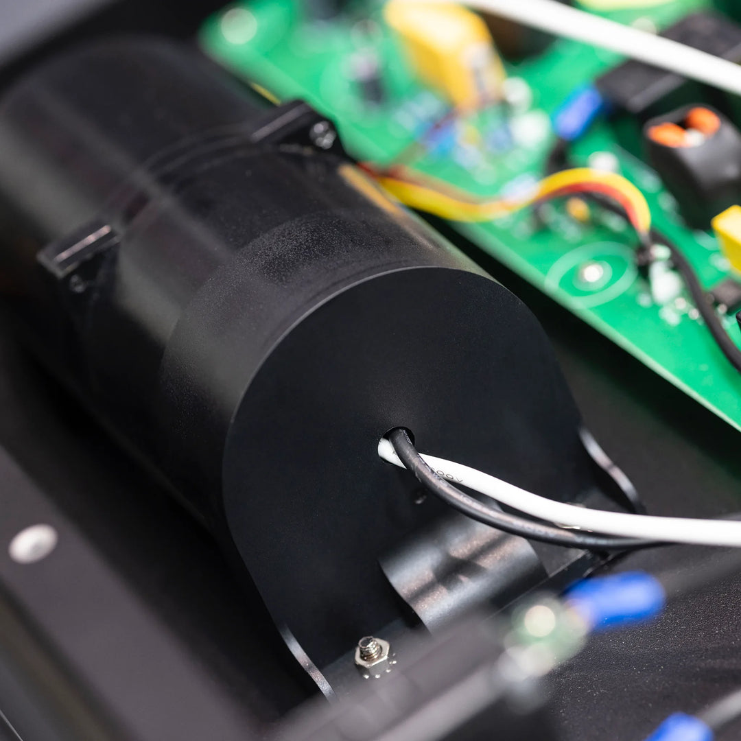 AudioQuest PowerQuest closeup internal transient power reservoir and PCB Bokeh