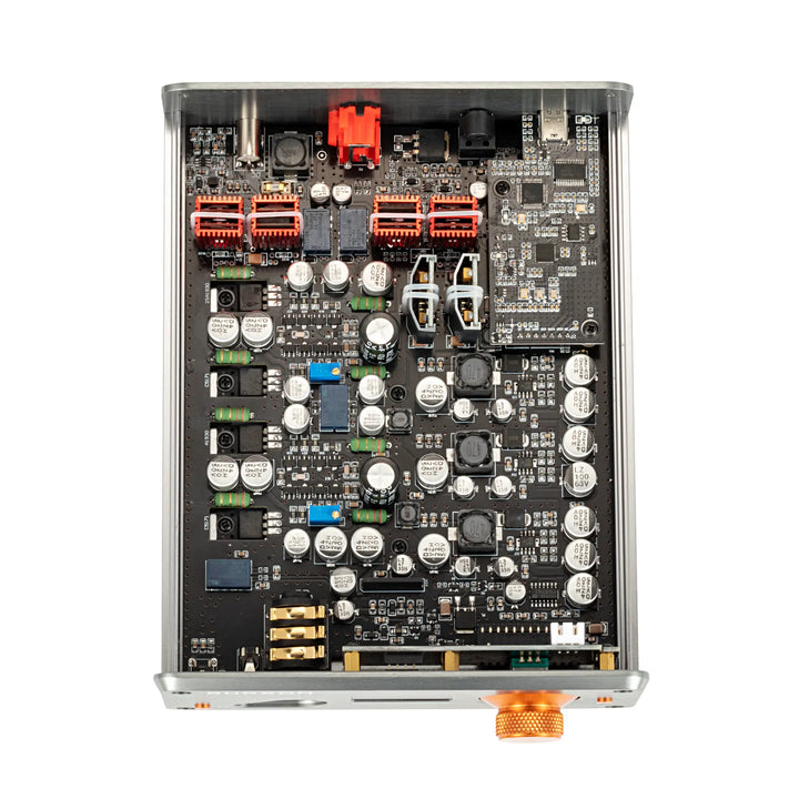 Burson Audio Playmate 3 top bird's eye with cover removed revealing PCB whitebox