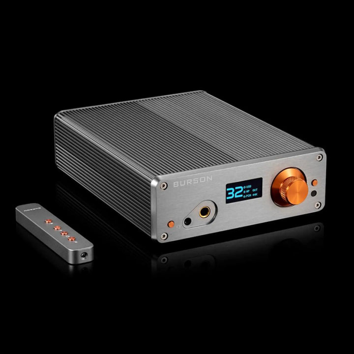 Burson Audio Playmate 3 front left quarter with remote black backdrop
