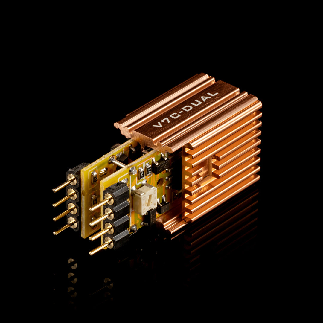 Burson V7 Classic Dual OpAmp rear quarter with PCB removed over black background