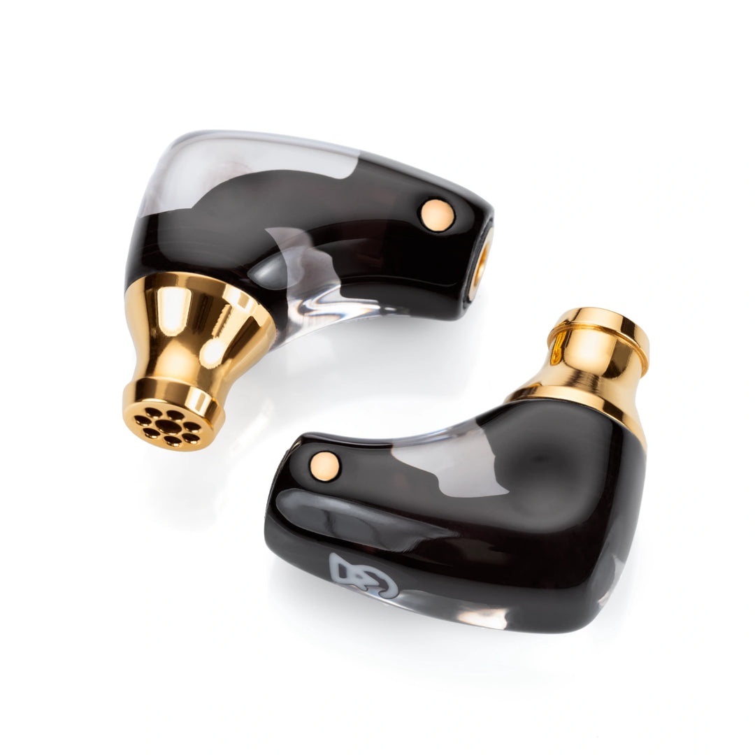 Campfire Audio Axion IEMs lying diagonally side up whitebox