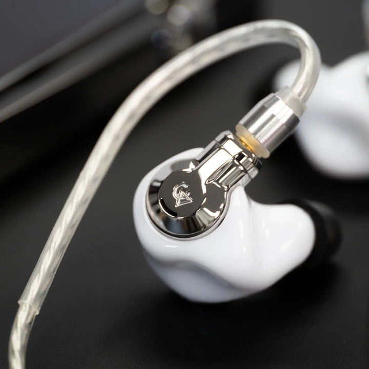 Campfire Audio Cascara MV3 logo closeup with attached cable