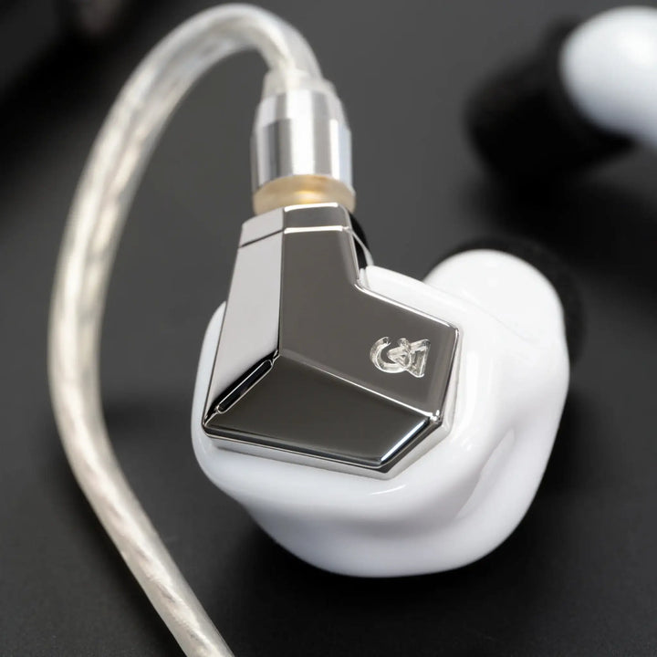 Campfire Audio Supermoon MV3 on black table logo closeup