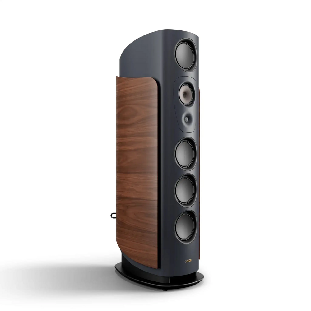 Canton Reference Alpha speaker in blue standing front left 3 quarter angle whitebox