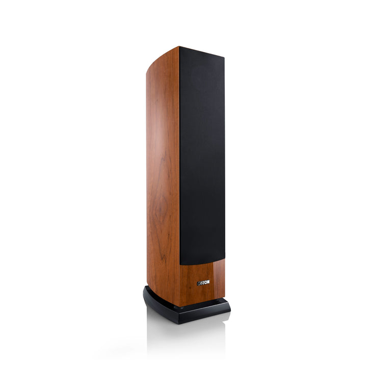Canton Vento 100 light walnut 3 quarter front left with grill over white background