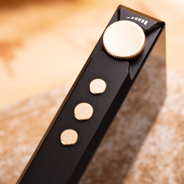 Cayin N3Ultra profile closeup highlighting volume wheel and buttons
