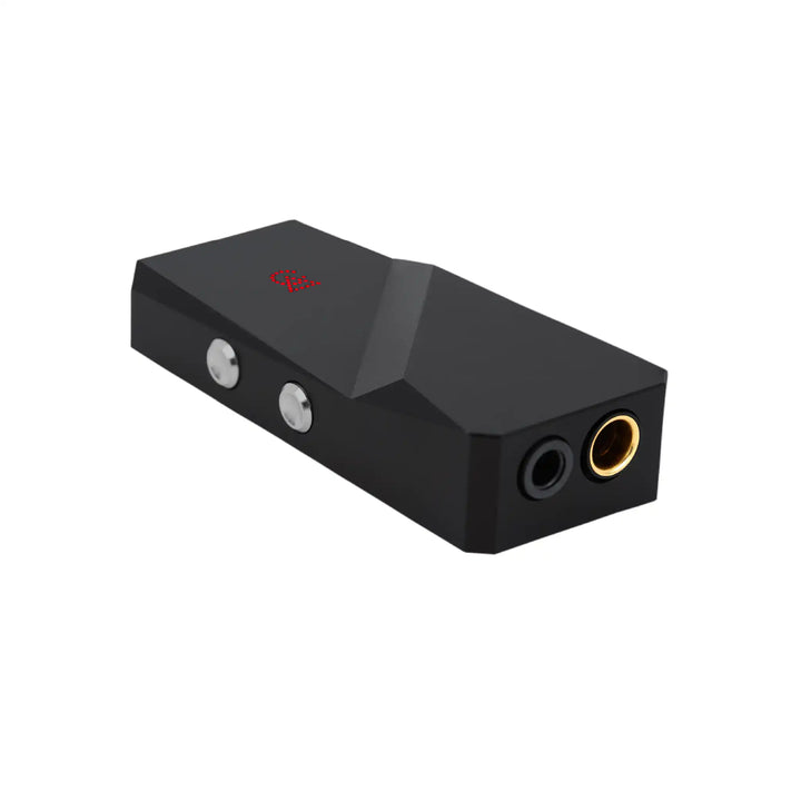 Campfire Audio Relay dac/amp lying down bottom left 3 quarter view whitebox