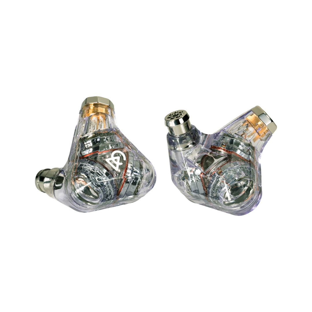 Campfire Audio Trifecta Chrome Sky front and rear over white background