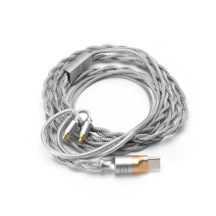 ddHiFi M198C cable coiled sitting closeup of MMCX connectors whitebox
