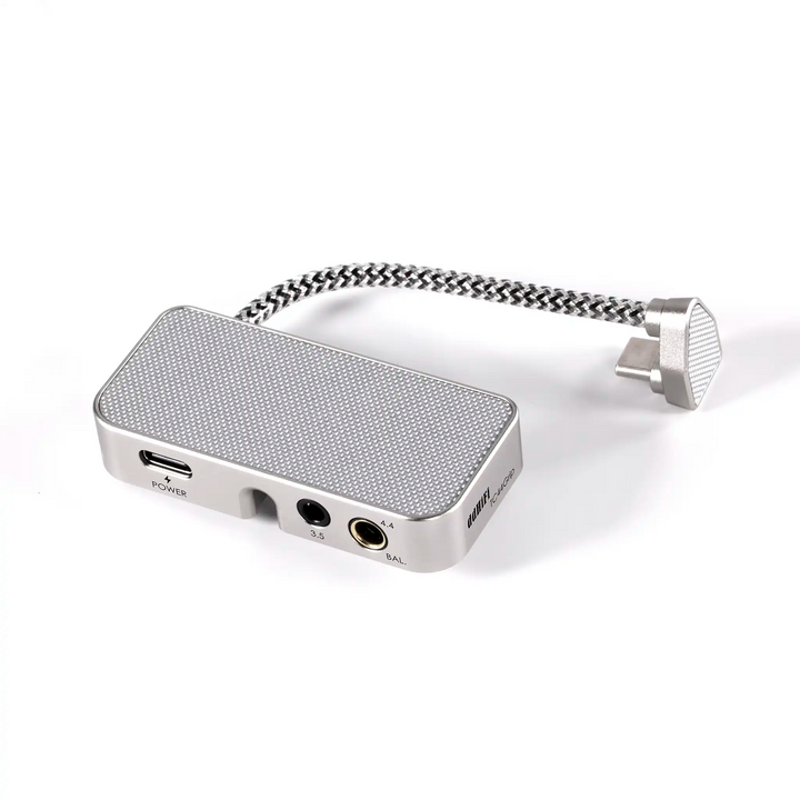 ddHiFi TC44Grip DAC dongle side view of outputs right 3 quarter angle whitebox