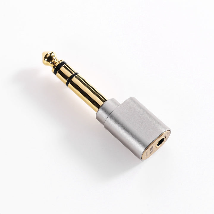 ddHiFi DJ65A(AL) top rotated highlighting 6.3 plug and 3.5 port over white background
