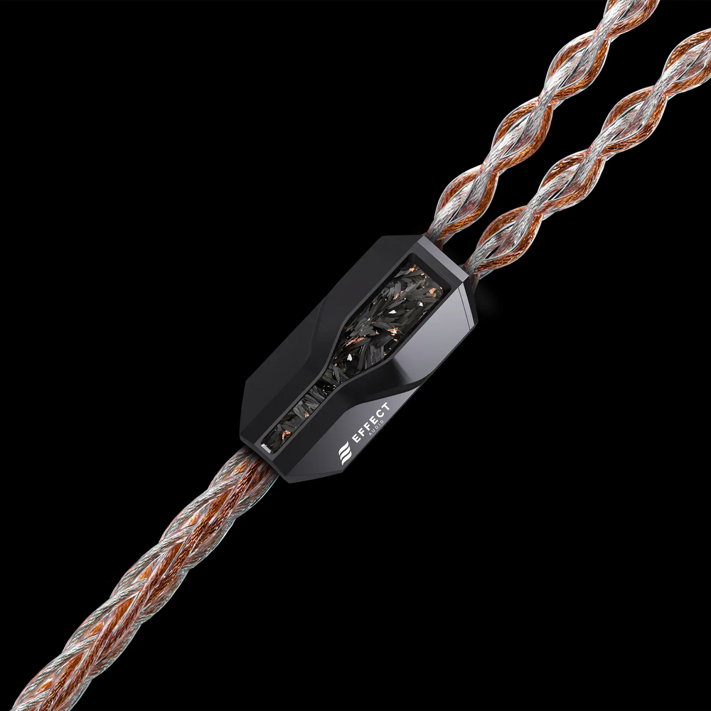 Effect Audio Ares S II x Cadmus II cable y-split closeup on black background