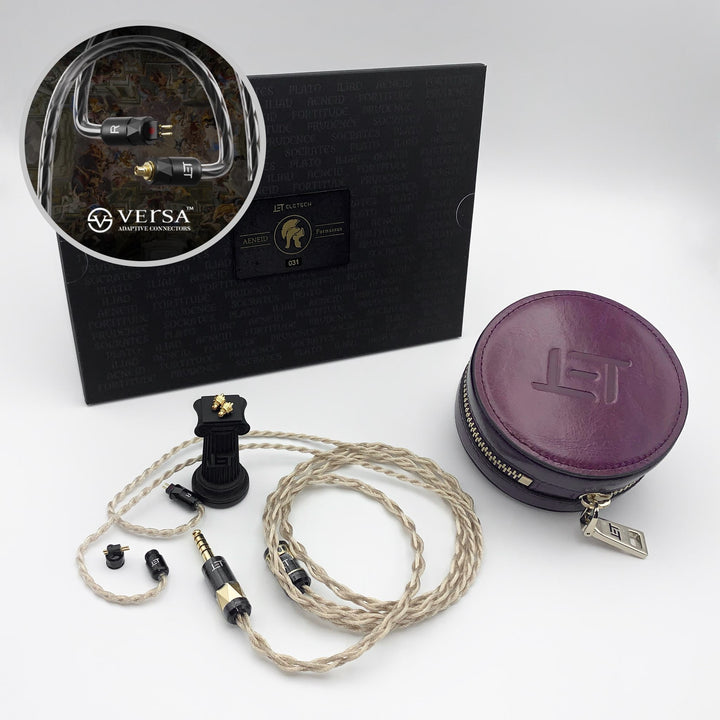 Eletech Aeneid cable with case and retail accessories highlighting VERSA connectors | ET-AENEID-VRS-44