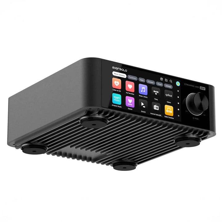 EverSolo Play streaming amp floating front left 3 quarter angle whitebox