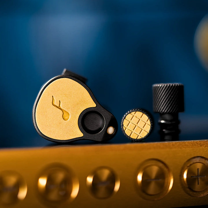 FATfreq Grand Maestro Limited Edition iems closeup sitting on player