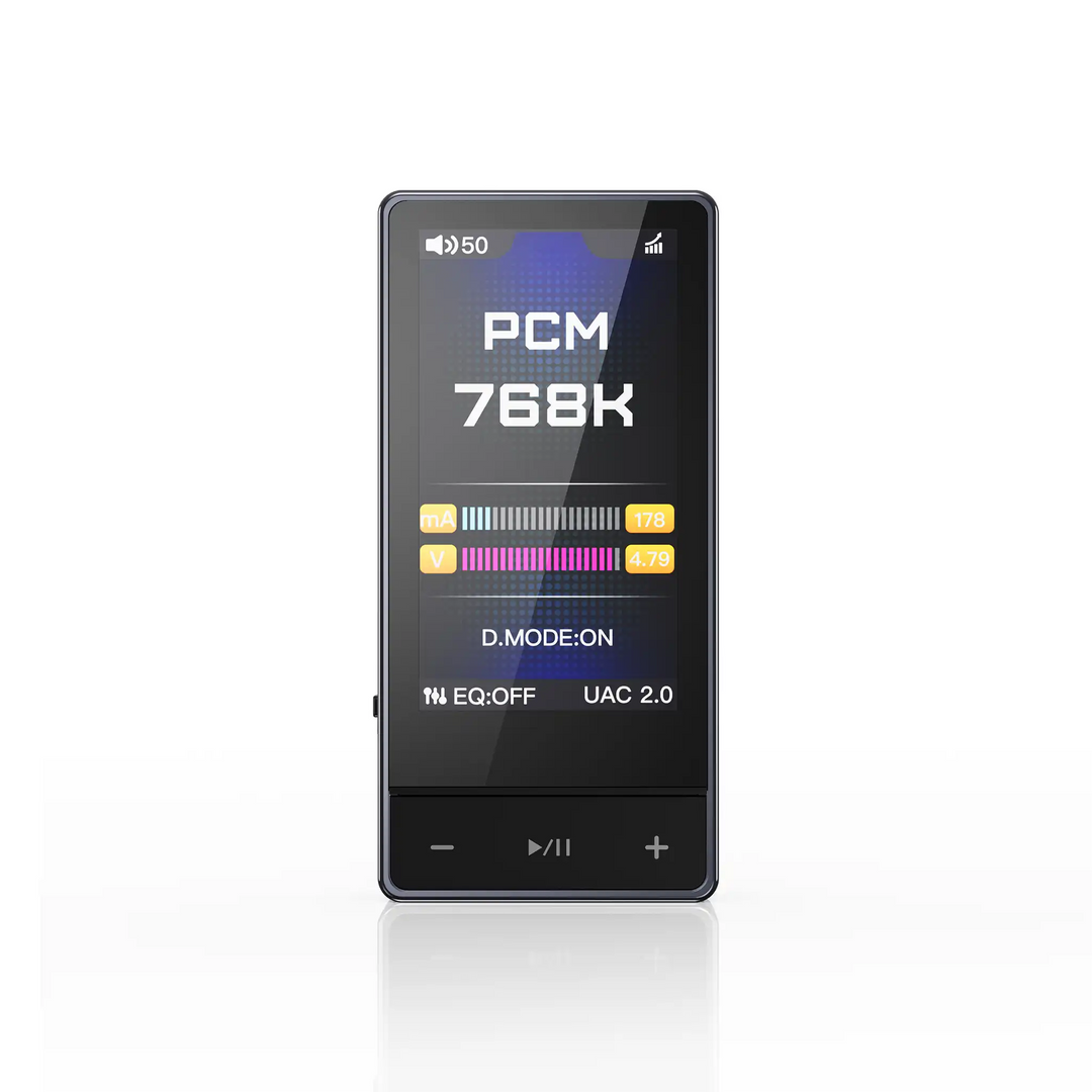 FiiO QX13 DAC/amp in black front center whitebox