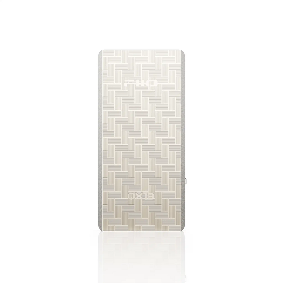 FiiO QX13 DAC/amp in titanium gold rear center whitebox