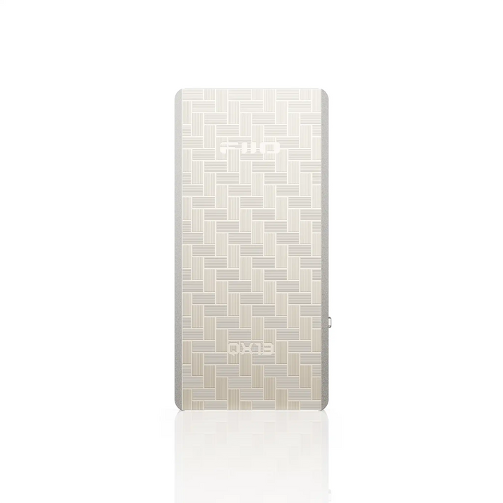 FiiO QX13 DAC/amp in titanium gold rear center whitebox