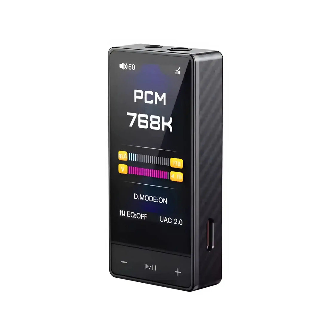 FiiO QX13 DAC/amp in black front right 3 quarter angle whitebox