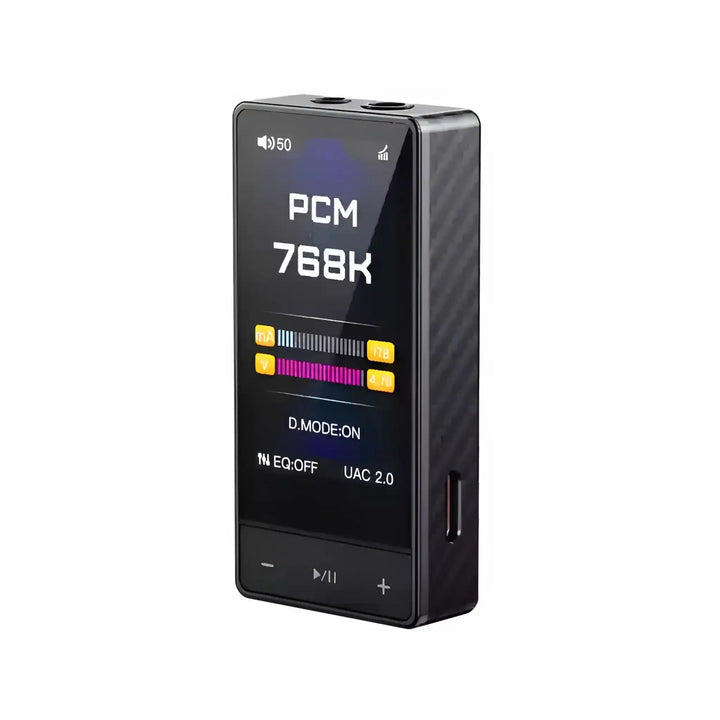 FiiO QX13 DAC/amp in black front right 3 quarter angle whitebox