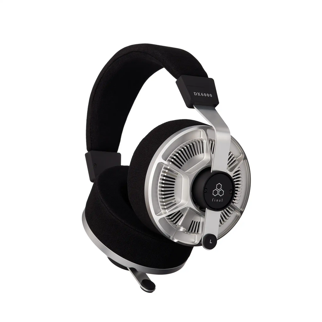 Final Audio DX6000 headphones left ear cup right 3 quarter angle rotated up whitebox