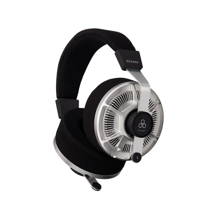 Final Audio DX6000 headphones left ear cup right 3 quarter angle rotated up whitebox