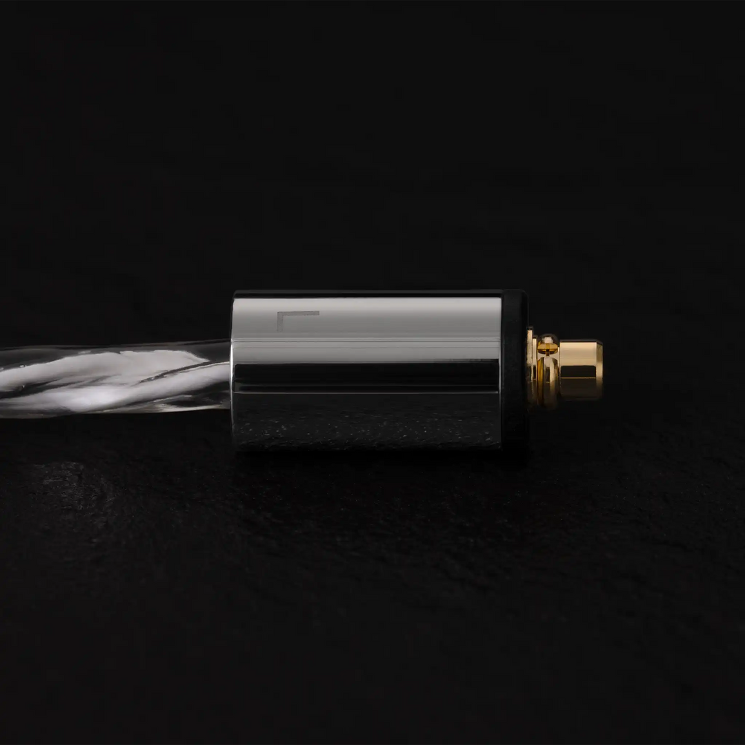 Final Audio A1000 IEMs MMC connector closeup on black background