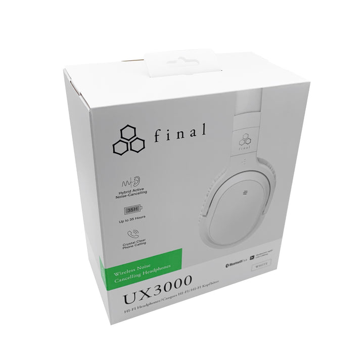 Final UX3000 white retail box front quarter over white background