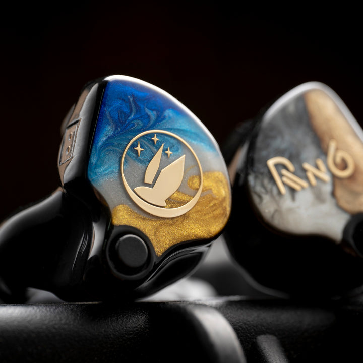 FiR Audio Radon 6 custom faceplates closeup front left IEM
