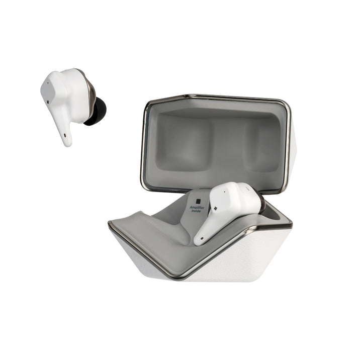 HiFiMAN Svanar Wireless Jr front 3 quarter with open case over white background