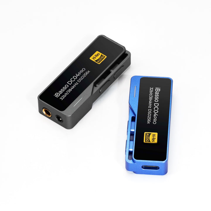 iBasso DC04 Pro (x2) blue and gray top 3 quarter over white background