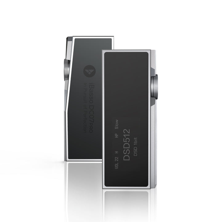 iBasso DC07Pro silver dongles front and rear bird's eye whitebox