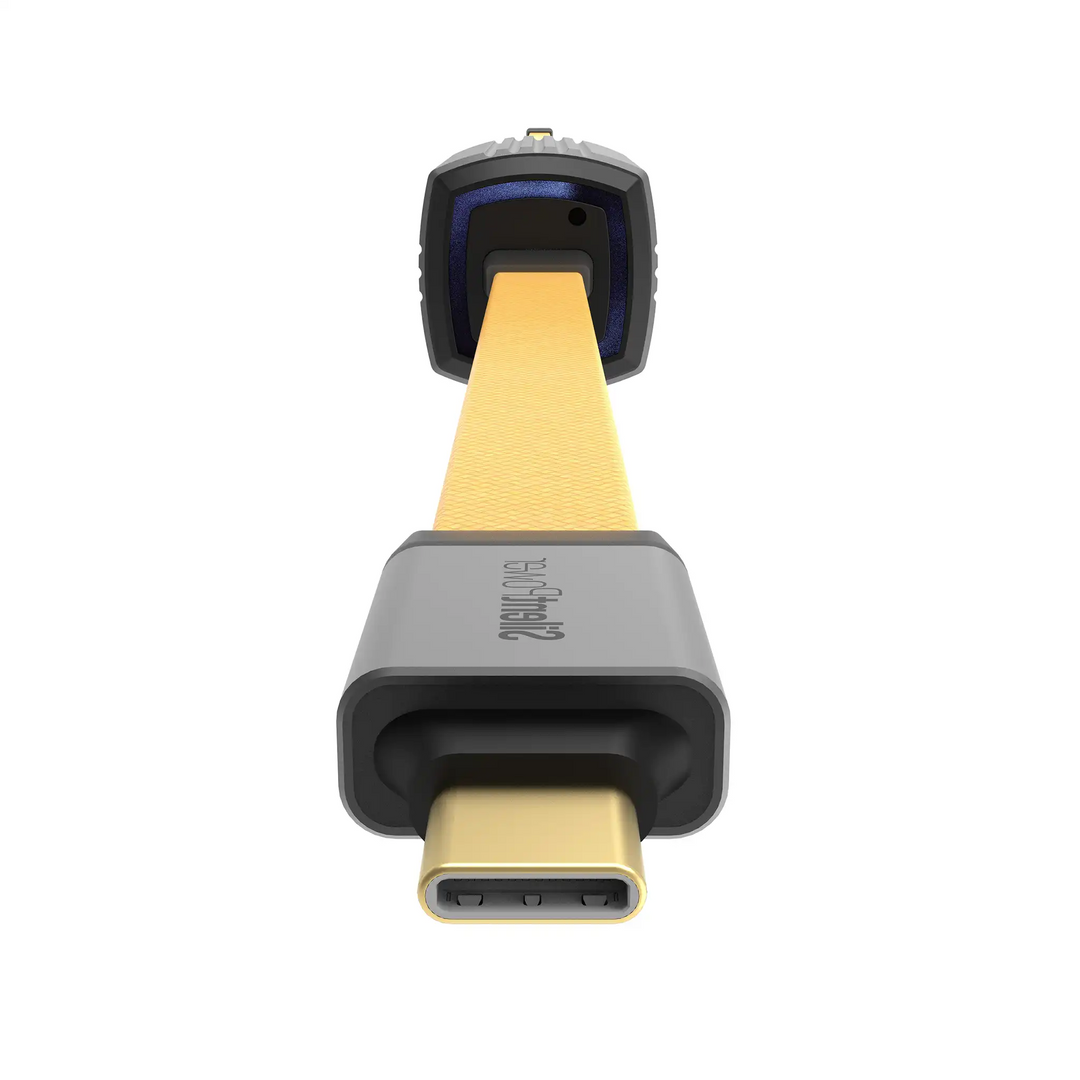 iFi Pulsar USB cable USB-C male front perpendicular angle whitebox