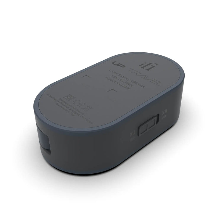 iFi Audio UP Travel bluetooth adapter rear facing up right 3 quarter angle whitebox