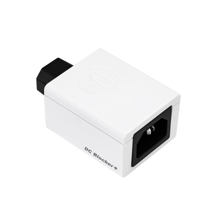 iFi DC Blocker+ rear left 3 quarter over white background