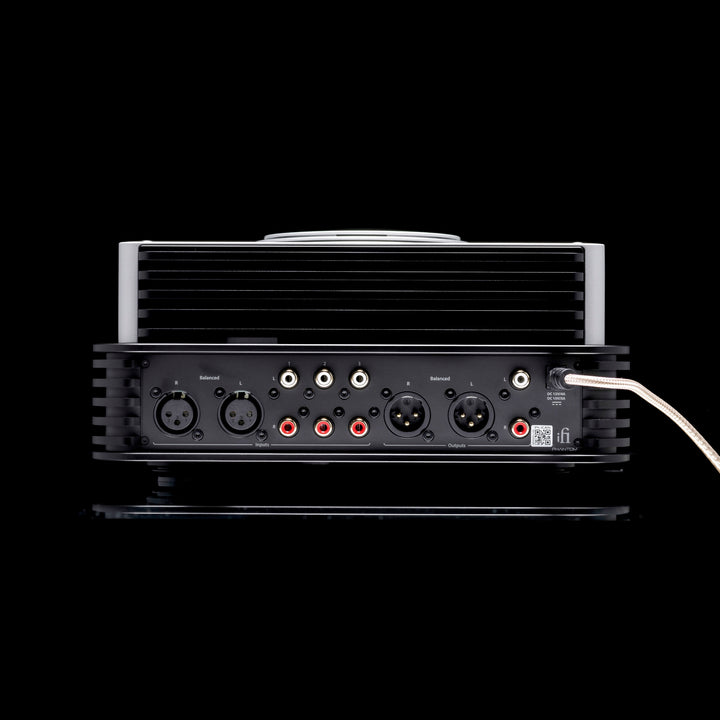 iFi iCAN Phantom rear over black background with power cable