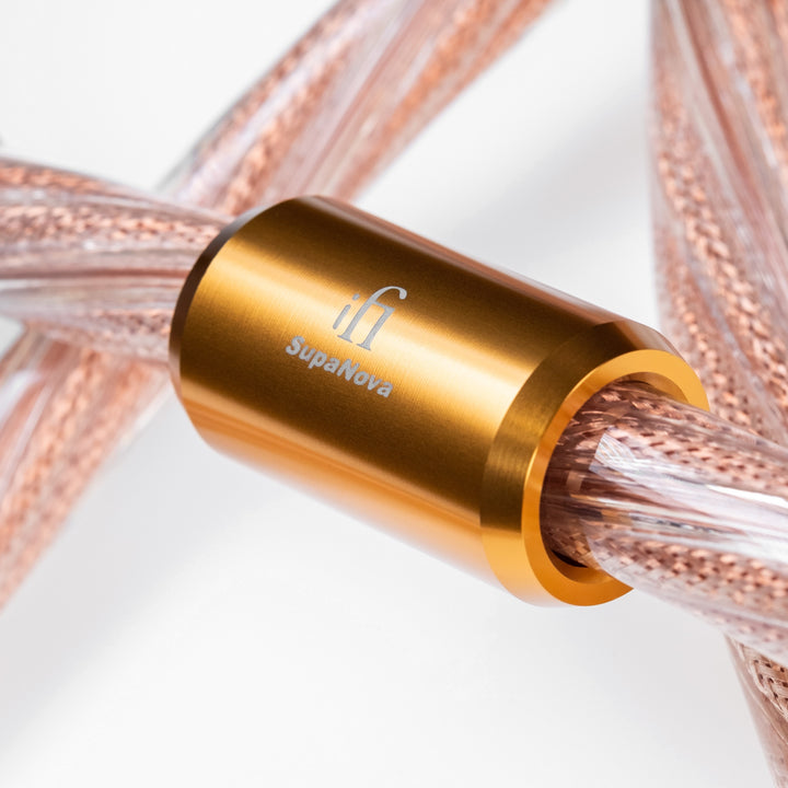 iFi Supanova closeup gold casing with logo