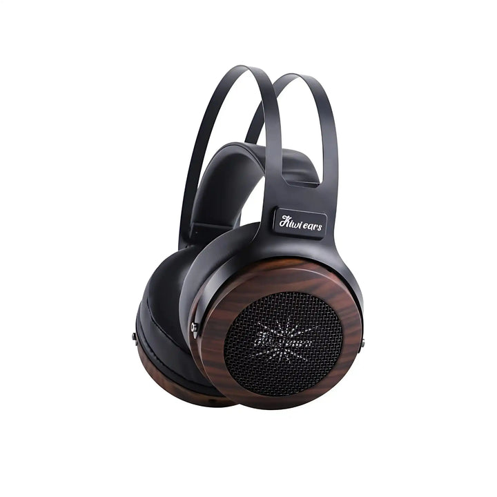 Kiwi Ears Altruva headphones in wood right ear cup view whitebox