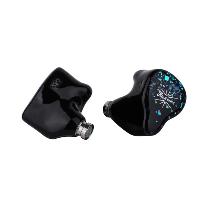 Kiwi Ears Astral IEMs blue floating front and side view whitebox