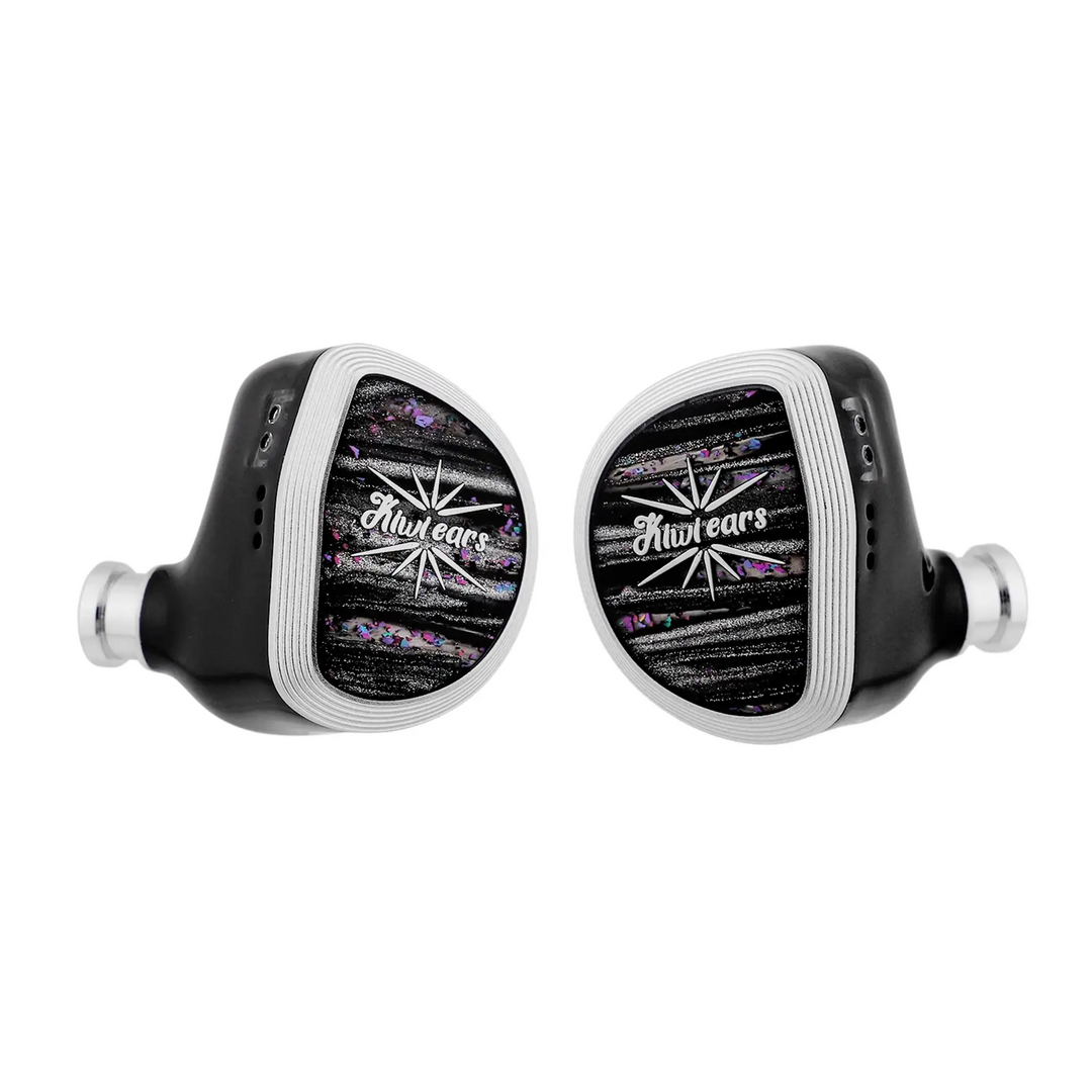 Kiwi Ears Aether IEMs center 3 quarter angle eye level whitebox