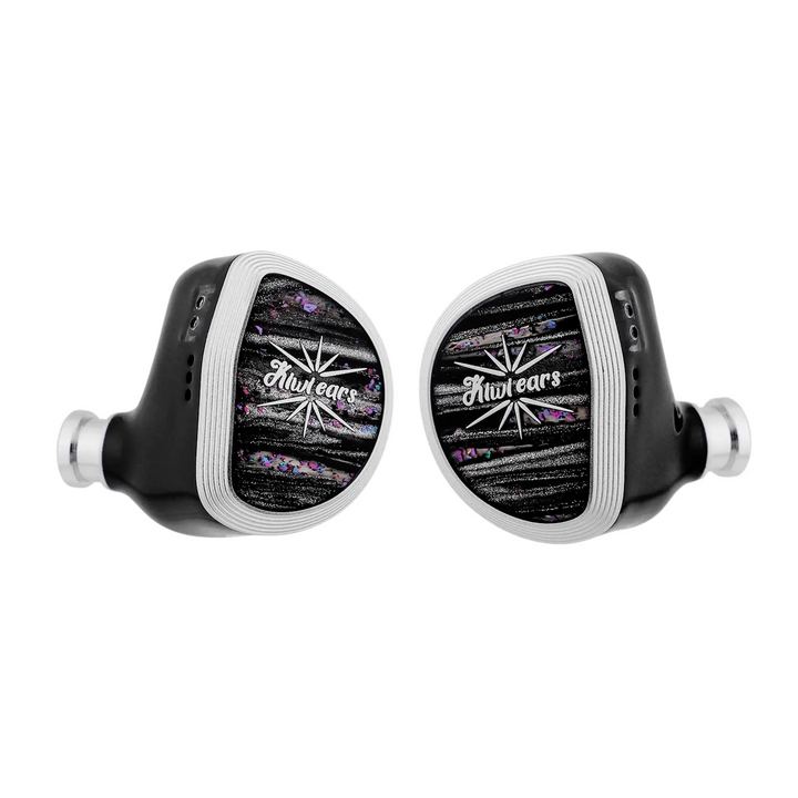 Kiwi Ears Aether IEMs center 3 quarter angle eye level whitebox