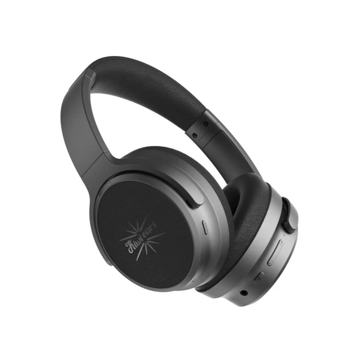Kiwi Ears Ardor headphones left ear cup underneath view closeup whitebox